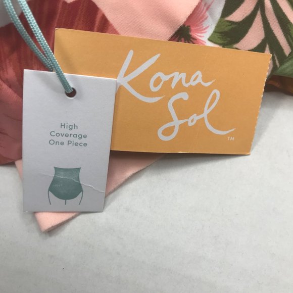 Kona Sol Women's Size Medium 8-10 One Piece Floral Swimsuit With Straps New - Picture 3 of 14